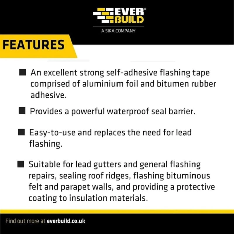 Flash Sale 😀 Everbuild Black Jack Self Adhesive Flashing Tape 10m 300mm FLAS300 😍 9 Flash Sale 😀 Everbuild Black Jack Self Adhesive Flashing Tape 10m 300mm FLAS300 😍 - Image 9
